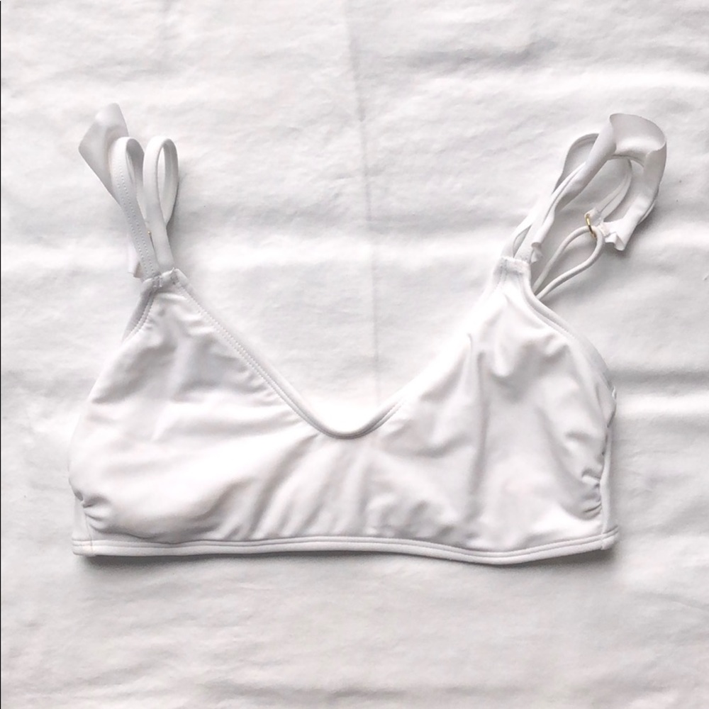 White bikini with gold clasps